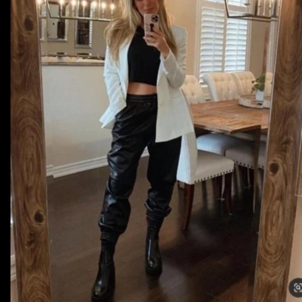 Zara Joggers Black Leather